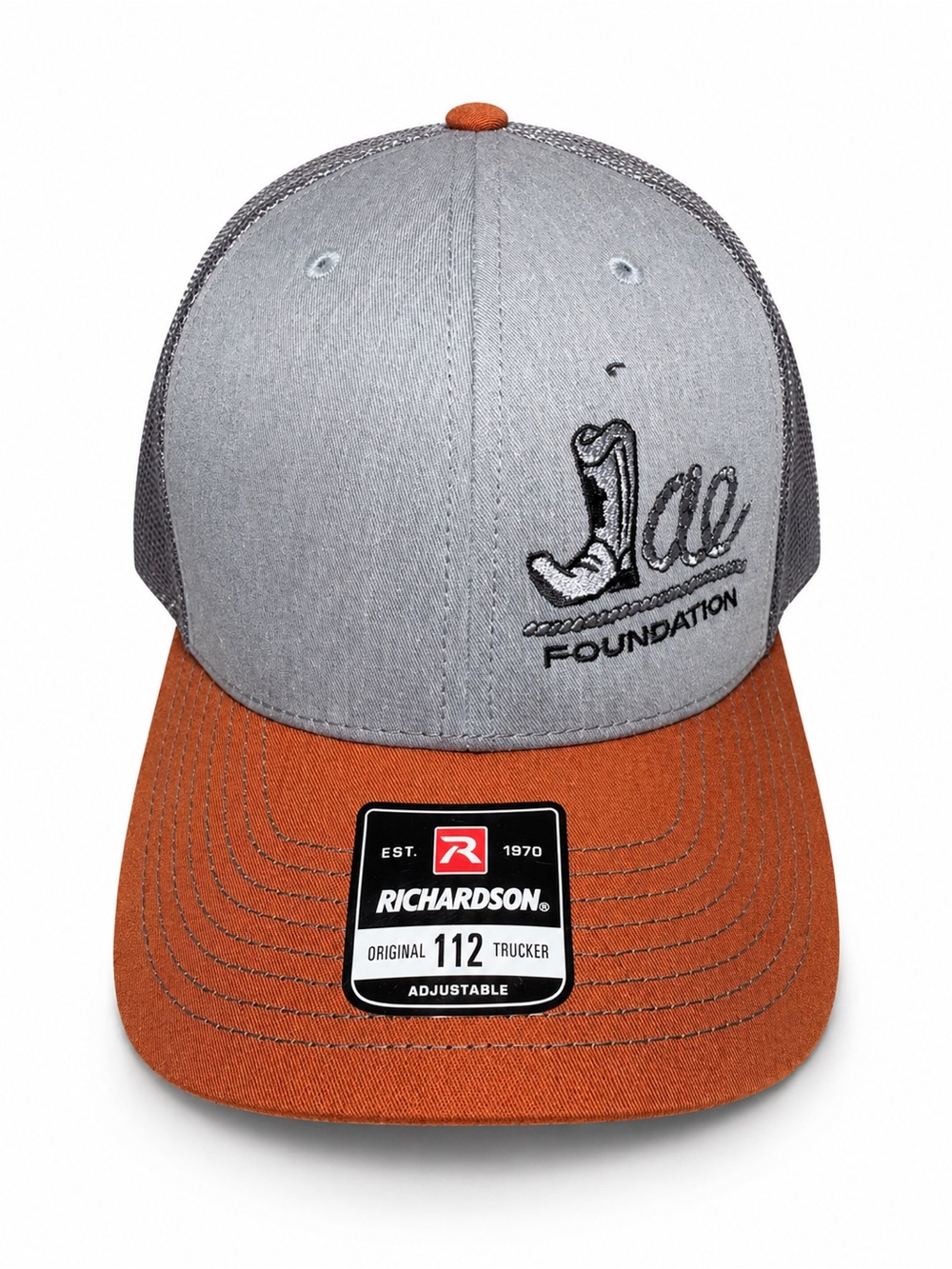 Richardson 112 Trucker Hat Gray Orange Mesh Snapback Cowboy Foundation Cap